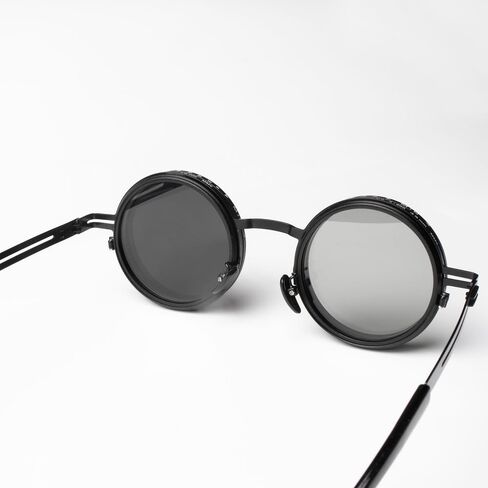 Adjustable Tint Sunglasses, 1-9 Gears Steampunk Retro Metal Round Polarized Glasses with ND Filter Lenses in Kuwait