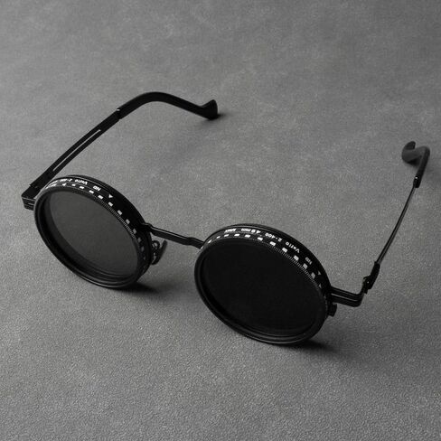 Adjustable Tint Sunglasses, 1-9 Gears Steampunk Retro Metal Round Polarized Glasses with ND Filter Lenses in Kuwait