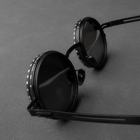 Adjustable Tint Sunglasses, 1-9 Gears Steampunk Retro Metal Round Polarized Glasses with ND Filter Lenses in Kuwait