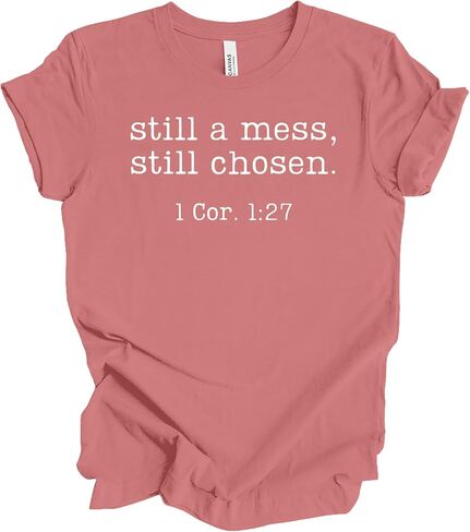 Trenz Shirt Company Women’s Bella Canvas Christian Graphic T-Shirt – “Still a Mess, Still Chosen" Design in Kuwait