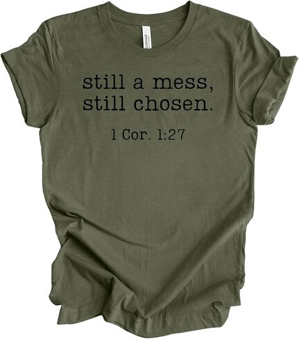 Trenz Shirt Company Women’s Bella Canvas Christian Graphic T-Shirt – “Still a Mess, Still Chosen" Design in Kuwait