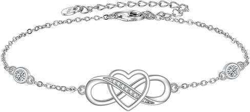 Lab Grown Diamond Infinity Heart Bracelet Sterling Silver 3X3mm 0.2 ct Moissanite Infinity Lover Bracelet Jewelry Gift for Women in Saudi Arabia