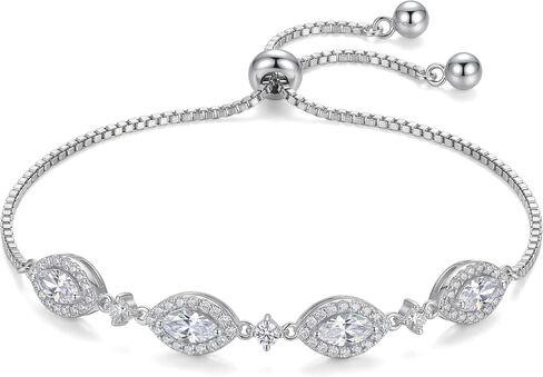 Adjustable Slider Bracelet for Women 18K Gold Plated Cubic Zirconia Bracelet Dainty Fashion Jewelry Gift Wrist Fit Up to 8.43 In in Saudi Arabia