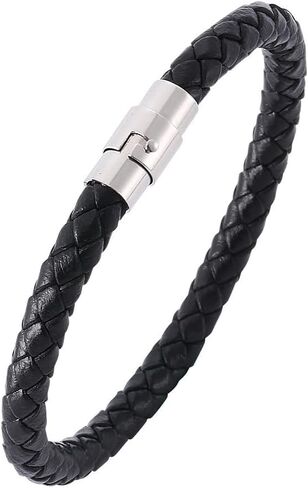 Simple Braided Leather Bracelet for Men and Women, Unisex Metal Bangle, Casual Fashion Wristband in Kuwait