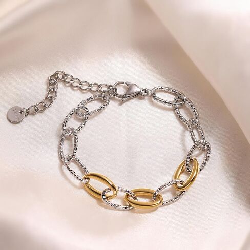 18K Gold Plated Dainty Chain Bracelets For Women Mix Color Simple Design Stainless Steel Jewelry Gift in Saudi Arabia
