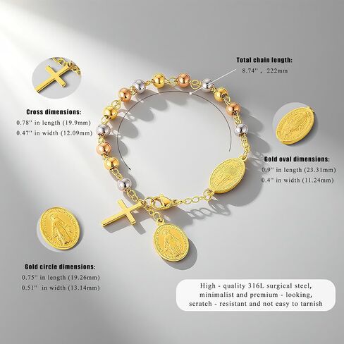 bracelets for women, Womens Cross Christian Jewelry, Stainless Steel Jesus Round Bracelet, Suitable for Weddings, Engagements, Parties, Can Be Given to Friends, Partners, and Relatives in Kuwait
