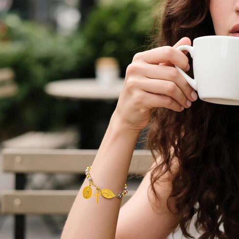bracelets for women, Womens Cross Christian Jewelry, Stainless Steel Jesus Round Bracelet, Suitable for Weddings, Engagements, Parties, Can Be Given to Friends, Partners, and Relatives in Kuwait