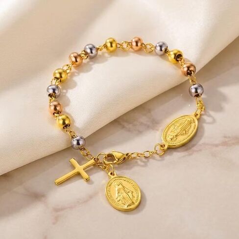 bracelets for women, Womens Cross Christian Jewelry, Stainless Steel Jesus Round Bracelet, Suitable for Weddings, Engagements, Parties, Can Be Given to Friends, Partners, and Relatives in Kuwait