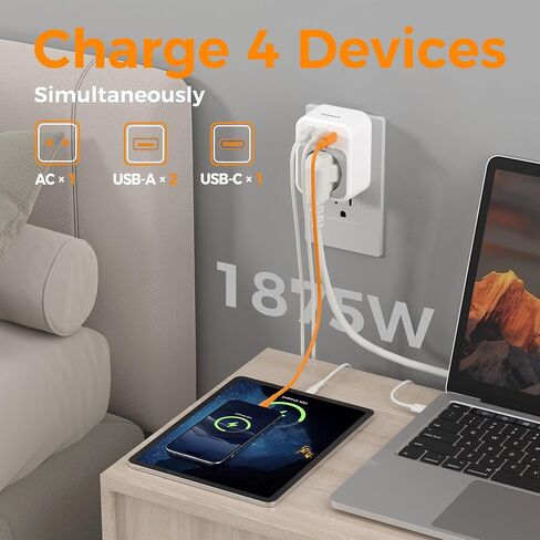 TESSAN EU to US Plug Adapter, European Travel Adaptor with 1 AC Outlet and 3 USB Ports(1 USB C), Most of Europe Germany France Korea Greece Type C/E/F Plugs to US Power Adapter in Kuwait