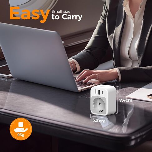 TESSAN EU to US Plug Adapter, European Travel Adaptor with 1 AC Outlet and 3 USB Ports(1 USB C), Most of Europe Germany France Korea Greece Type C/E/F Plugs to US Power Adapter in Kuwait