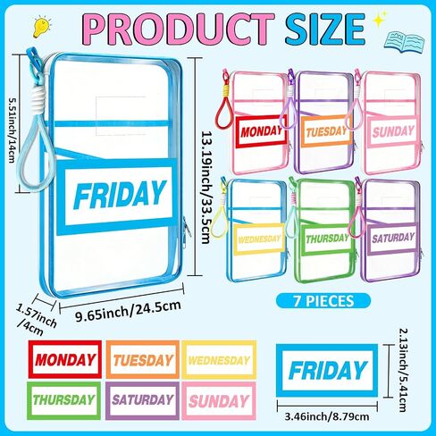 7 Pack Clear Packing Cubes for Travel Days of Week Packing Cubes with Labels Colored Lanyards Luggage Organizer Bags for Travel Summer Camping Essentials in Saudi Arabia