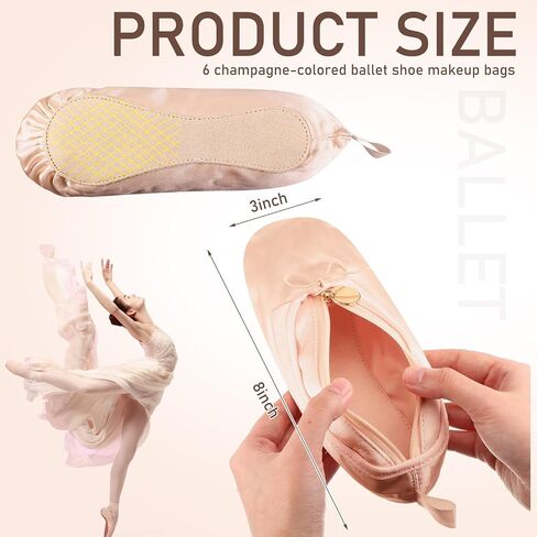 Tallew 6 Pcs Pink Ballet Shoe Makeup Bag Bulk Dance Bags for Dancers Team Gifts Cute Ballerina Cosmetic Toiletry Zipper Pouch for Women Recital Competition Gifts Ballerina Party Favors in Kuwait