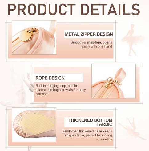 Tallew 6 Pcs Pink Ballet Shoe Makeup Bag Bulk Dance Bags for Dancers Team Gifts Cute Ballerina Cosmetic Toiletry Zipper Pouch for Women Recital Competition Gifts Ballerina Party Favors in Kuwait