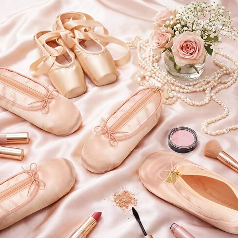 Tallew 6 Pcs Pink Ballet Shoe Makeup Bag Bulk Dance Bags for Dancers Team Gifts Cute Ballerina Cosmetic Toiletry Zipper Pouch for Women Recital Competition Gifts Ballerina Party Favors in Kuwait