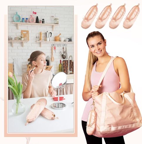 Tallew 6 Pcs Pink Ballet Shoe Makeup Bag Bulk Dance Bags for Dancers Team Gifts Cute Ballerina Cosmetic Toiletry Zipper Pouch for Women Recital Competition Gifts Ballerina Party Favors in Kuwait