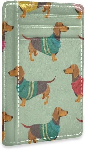 Cute Dachshunds Card Holder Slim Front Pocket Wallet Minimalist RFID Blocking Credit Card Case for Women Men in Saudi Arabia