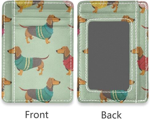 Cute Dachshunds Card Holder Slim Front Pocket Wallet Minimalist RFID Blocking Credit Card Case for Women Men in Saudi Arabia