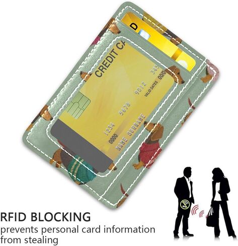 Cute Dachshunds Card Holder Slim Front Pocket Wallet Minimalist RFID Blocking Credit Card Case for Women Men in Saudi Arabia