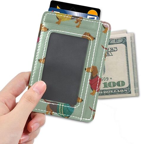 Cute Dachshunds Card Holder Slim Front Pocket Wallet Minimalist RFID Blocking Credit Card Case for Women Men in Saudi Arabia