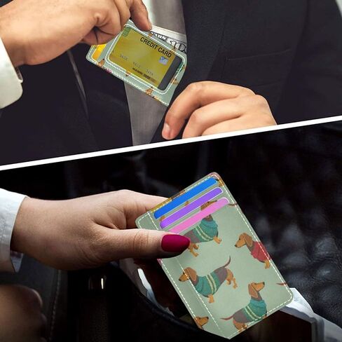 Cute Dachshunds Card Holder Slim Front Pocket Wallet Minimalist RFID Blocking Credit Card Case for Women Men in Saudi Arabia