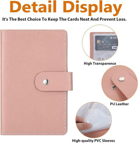 Credit Card Holder Book, 96 Slots Pink Business Card Holder Portable Business Cards Organizer Book for Women, Lightweight Gift Cards Organizer for ID Debit to Prevent Loss in Saudi Arabia
