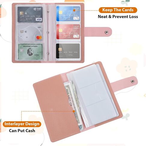 Credit Card Holder Book, 96 Slots Pink Business Card Holder Portable Business Cards Organizer Book for Women, Lightweight Gift Cards Organizer for ID Debit to Prevent Loss in Saudi Arabia