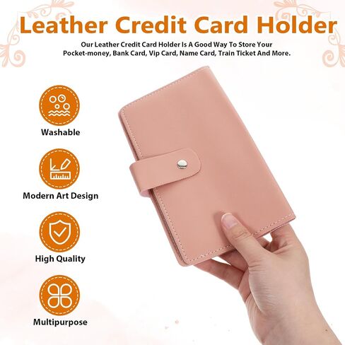 Credit Card Holder Book, 96 Slots Pink Business Card Holder Portable Business Cards Organizer Book for Women, Lightweight Gift Cards Organizer for ID Debit to Prevent Loss in Saudi Arabia