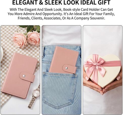 Credit Card Holder Book, 96 Slots Pink Business Card Holder Portable Business Cards Organizer Book for Women, Lightweight Gift Cards Organizer for ID Debit to Prevent Loss in Saudi Arabia