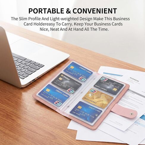 Credit Card Holder Book, 96 Slots Pink Business Card Holder Portable Business Cards Organizer Book for Women, Lightweight Gift Cards Organizer for ID Debit to Prevent Loss in Saudi Arabia