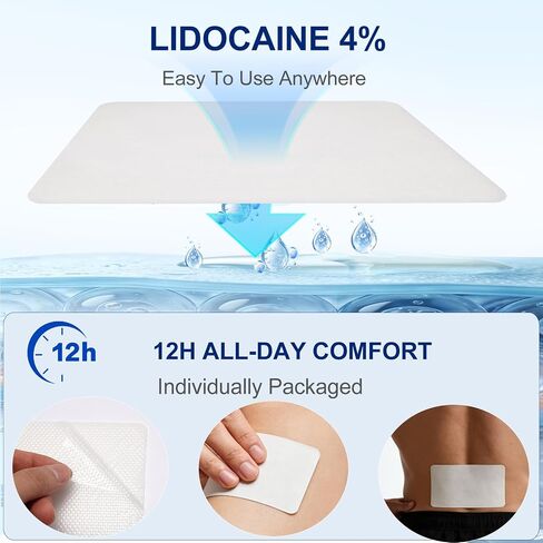Pain Relief Patches Lidocaine 4% Maximum Strength (20 Patches)- 12 Hours Ice Pain Relieving Patch,Flexible Back Pain Relief Gel Patches for Knee Muscle Neck Shoulder Hand-1PACK in Kuwait