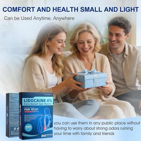 Pain Relief Patches Lidocaine 4% Maximum Strength (20 Patches)- 12 Hours Ice Pain Relieving Patch,Flexible Back Pain Relief Gel Patches for Knee Muscle Neck Shoulder Hand-1PACK in Kuwait