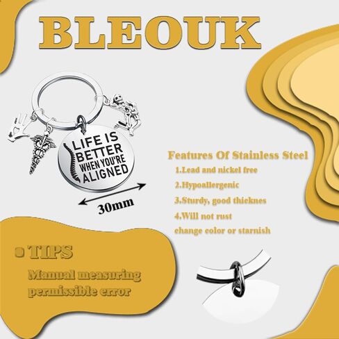 BLEOUK Chiropractor Keychain Life Is Better When You're Aligned Spine Doctor Gift Chiropractor Thank You Inspirational Gift in Kuwait