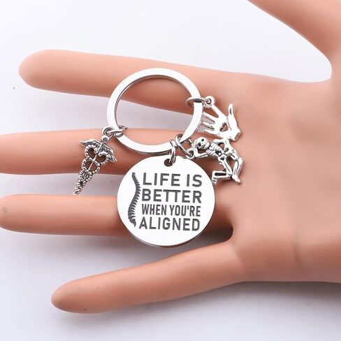 BLEOUK Chiropractor Keychain Life Is Better When You're Aligned Spine Doctor Gift Chiropractor Thank You Inspirational Gift in Kuwait