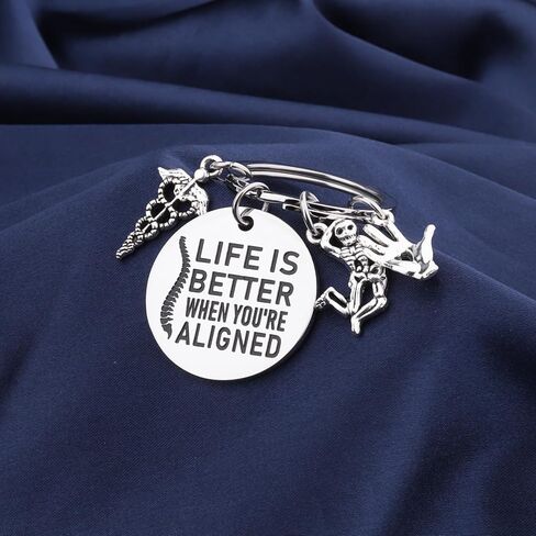BLEOUK Chiropractor Keychain Life Is Better When You're Aligned Spine Doctor Gift Chiropractor Thank You Inspirational Gift in Kuwait