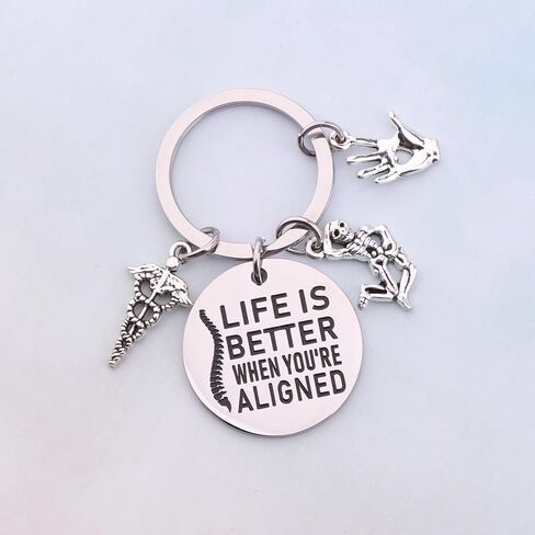 BLEOUK Chiropractor Keychain Life Is Better When You're Aligned Spine Doctor Gift Chiropractor Thank You Inspirational Gift in Kuwait
