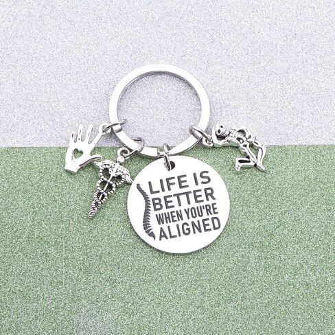BLEOUK Chiropractor Keychain Life Is Better When You're Aligned Spine Doctor Gift Chiropractor Thank You Inspirational Gift in Kuwait