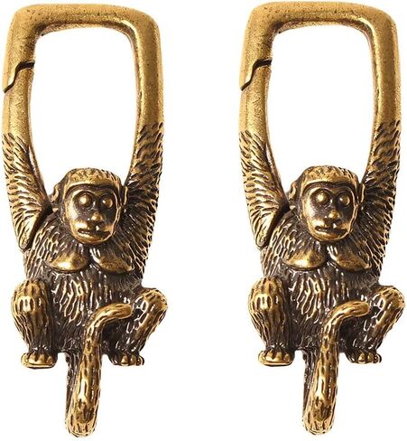 2-Piece DIY Monkey Zodiac Bronze Car Keychains – Unique Design with Detailed Features for Couples & Accessories in Kuwait