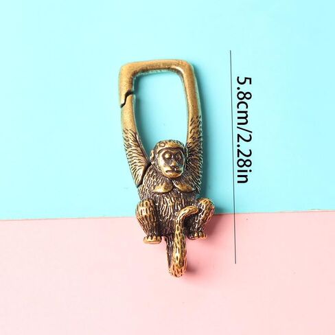 2-Piece DIY Monkey Zodiac Bronze Car Keychains – Unique Design with Detailed Features for Couples & Accessories in Kuwait