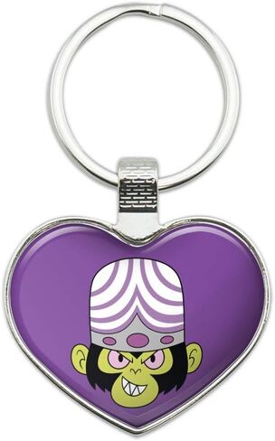 الرسومات والمزيد من Powerpuff Girls Mojo Jojo Head Keychain Heart Love Metal Key Chain Ring in Kuwait