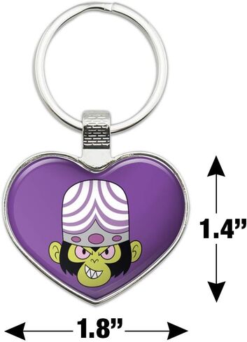الرسومات والمزيد من Powerpuff Girls Mojo Jojo Head Keychain Heart Love Metal Key Chain Ring in Kuwait