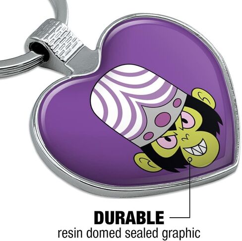 الرسومات والمزيد من Powerpuff Girls Mojo Jojo Head Keychain Heart Love Metal Key Chain Ring in Kuwait