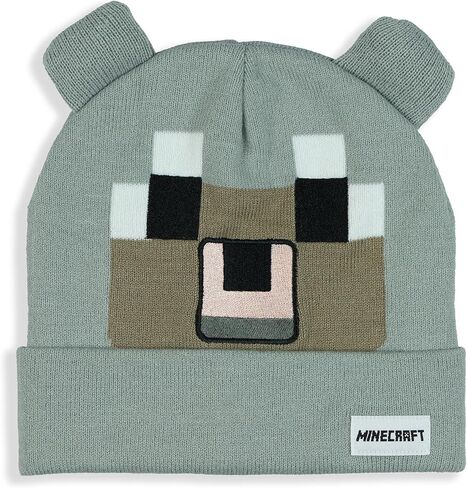 Minecraft Beanie Pale Wolf Pixel Design Cuffed Knit Hat with 3D Ears in Kuwait