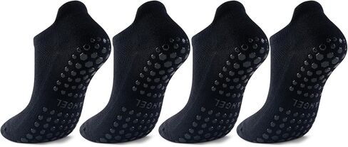 Pilates Yoga Grip Socks for Women Cushioned Ankle Grippy Cotton Non Slip Socks Ballet Athletic Workout for Women in Saudi Arabia