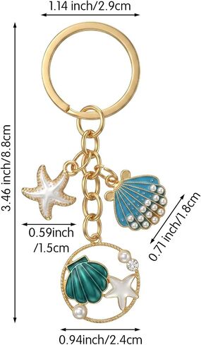 1PCS Ocean Beach Keychain, Durable & Lightweight Bag Charm Keychain with Blue Starfish Shell Pendant for Purse Backpack Summer Gift in Saudi Arabia
