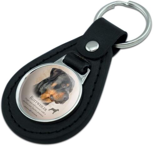 GRAPHICS & MORE Black Leather Rottweiler Rottie Dog Breed Keychain in Kuwait