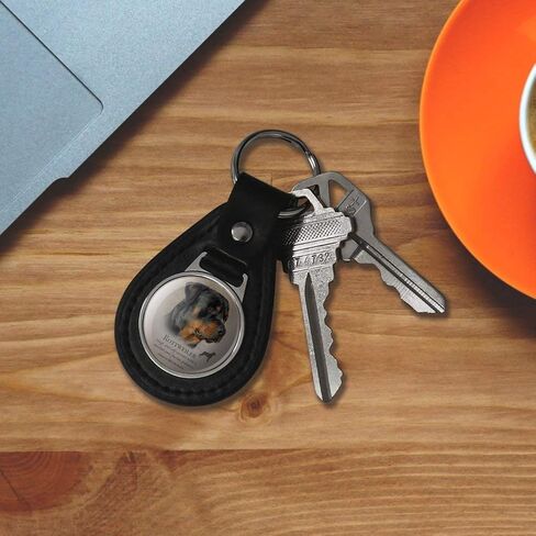 GRAPHICS & MORE Black Leather Rottweiler Rottie Dog Breed Keychain in Kuwait