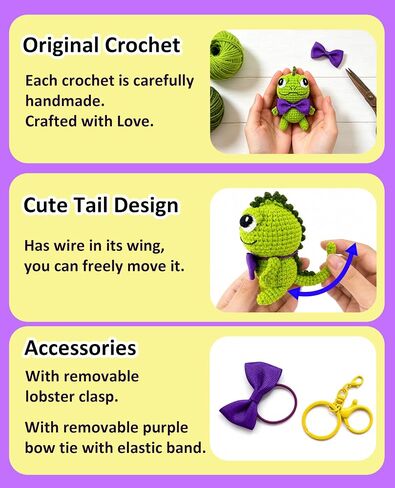 Chameleon Crochet Keychain Handmade, Chameleon Lizard Gifts Cute Crochet Accessories for Backpack Bag Charm in Saudi Arabia