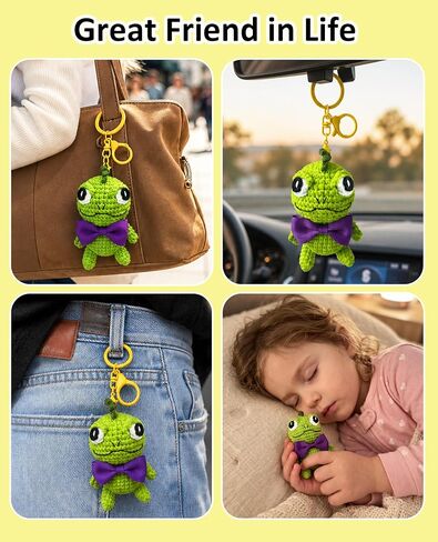 Chameleon Crochet Keychain Handmade, Chameleon Lizard Gifts Cute Crochet Accessories for Backpack Bag Charm in Saudi Arabia