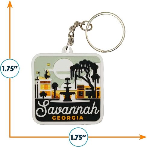 سلسلة مفاتيح Vagabond Heart Savannah - حلقة مفاتيح رائعة من مطاط PVC Savannah Georgia - محفظة أو حقيبة سحرية - تذكار حديقة Forsyth in Kuwait