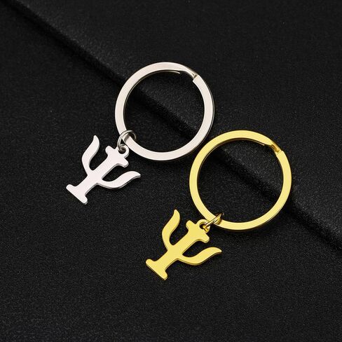 2 Pack Psi Symbol Keychain – Gold & Silver Stainless Steel Key Rings for Psychology Enthusiasts, Scientists, and Those Seeking Inner Balance in Saudi Arabia